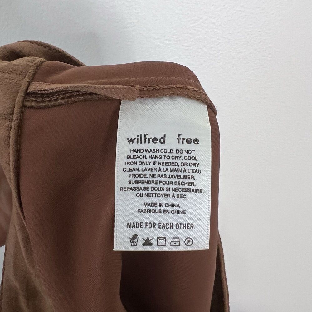 Aritzia Wilfred Free Leah Faux Suede Mini Skirt Size 0 Camel Brown Cognac - Picture 8 of 9